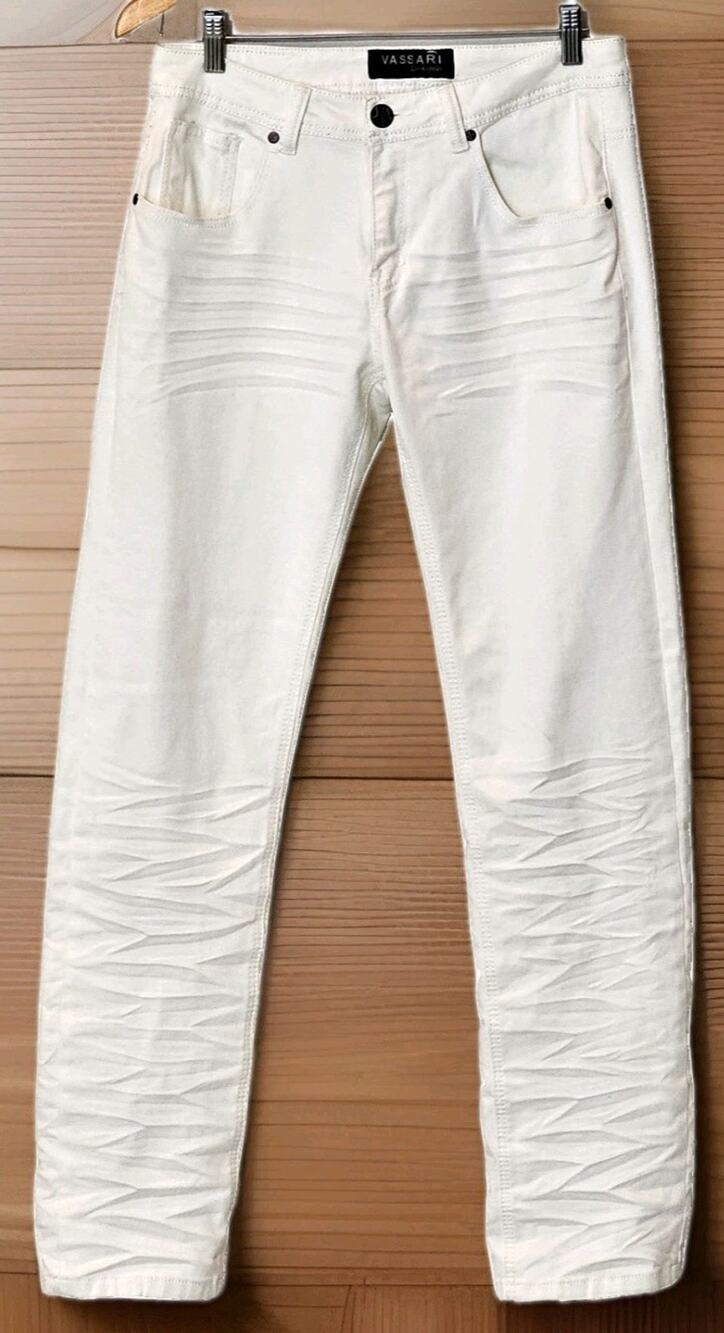 Vassari Los Angeles Men's Jeans Straight Leg Stretch Vintage Ivory Denim 30x31